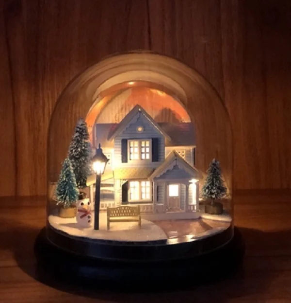 Nordic Fairy Tale DIY Glass Ball Kits Doll House Winter House Snow Wooden Handmade Kids Craft Miniature Home Assemble Toys Gift 1