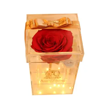 

Red Silk Rose That Lasts Forever in a Glass Dome for Valentine's Day Wedding 67JB