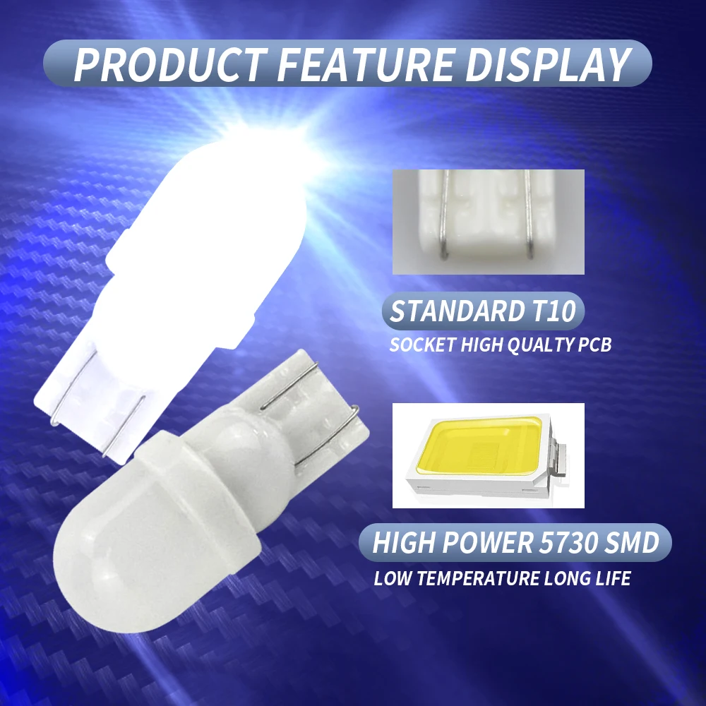 

10pcs/set T10-2SMD Light Bulb Lamp 100LM Bead Decoding 12V Len PCB Circuit Board