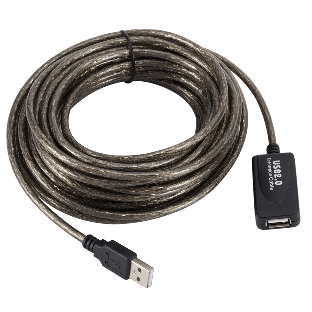 USB 2.0 Extension Cable - Male to Female Active Repeater for Wireless Network Card, 5/10/15/20m Description Image.