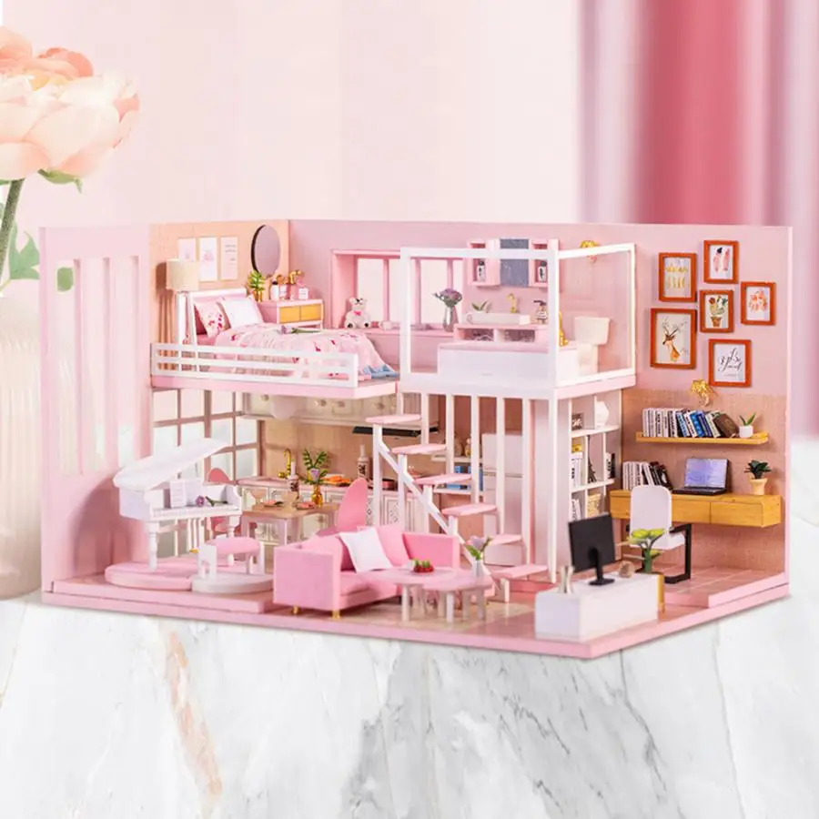 DIY Кукольный дом, Сборная Мебель, миниатюрный кукольный домик, игрушки для детей, деревянный милый дом для семьи, детская игрушка в подарок