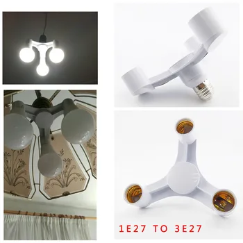 

1 to 3 E27 way Splitter Lamp Bulbs Base Holder Socket Adapter eclectic 110V 220v Converters for LED Light Lamp Pendant Adapter