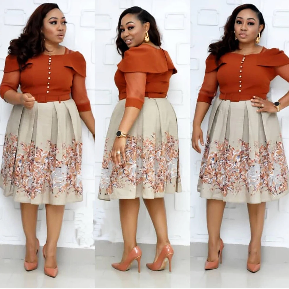 New african print dresses for women dashiki ankara plus size dresses Uk20 robe african femme clothes bazin print skirts