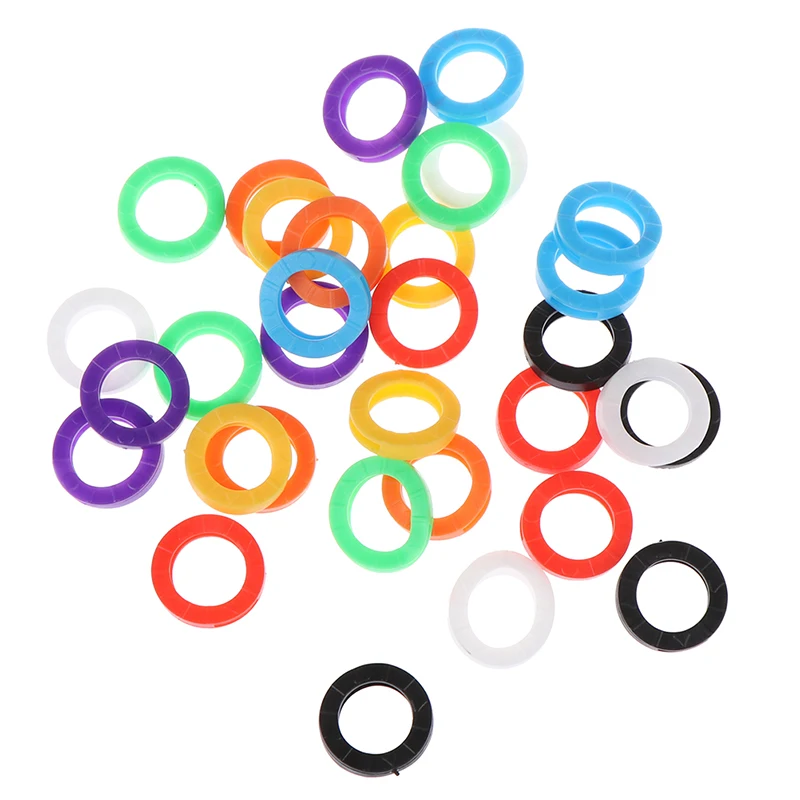 32pcs Hollow Rubber Key Covers Round Soft Silicone Keys Locks Cap Multicolor Elastic Keyring Case Mixed Color