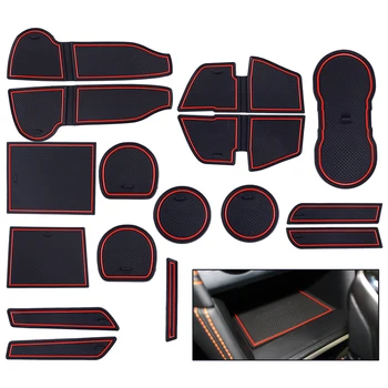 

CITALL 16Pcs Waterproof Black Anti-Slip Gate Slot Mat Cup Holders Pad fit for Subaru XV 2018 2019
