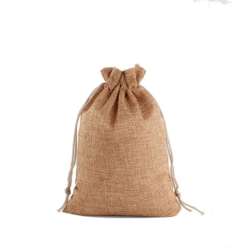 

50Pcs Linen Dark brown Drawstring Natural Burlap Bag Jute Gift Bags Multi Size Jewelry Packaging Wedding Bags Jewelry Pouches