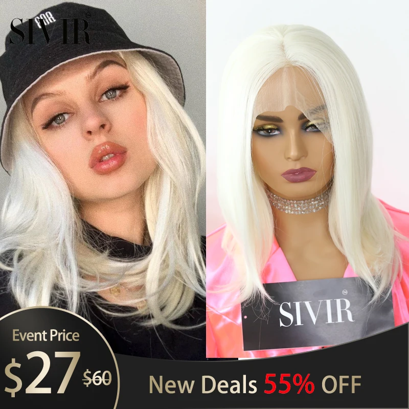 

Sivir Long Wave Synthetic Lace Front Wigs For Women 4/30/27 Ombre Brown Color Middle Part 28inch High Heat Resistant Hair Wig