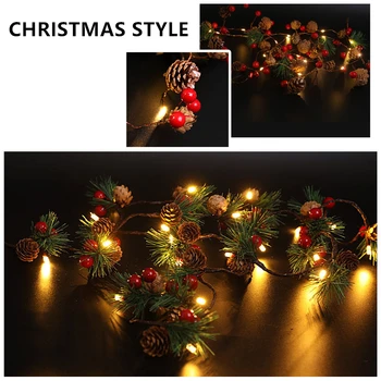 

2m 20 Led Copper Wire Pine Cone Flowers Led String Lights Christmas Decorative Outdoor Bedroom DIY Garland Holiday Fairy Lights