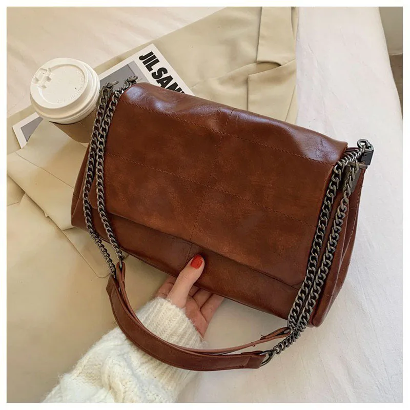 Bandolera de cadena gruesa plegable para mujer, bolso de hombro femenino A la moda, con asa, 2020