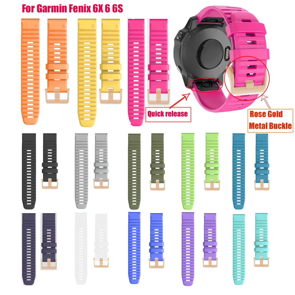 

20 22 26mm Quick Release QuickFit Band for Garmin Fenix 6 6X 6S 5 5X 5S Plus 3HR Silicone Strap for Forerunner 945 935 Watchband