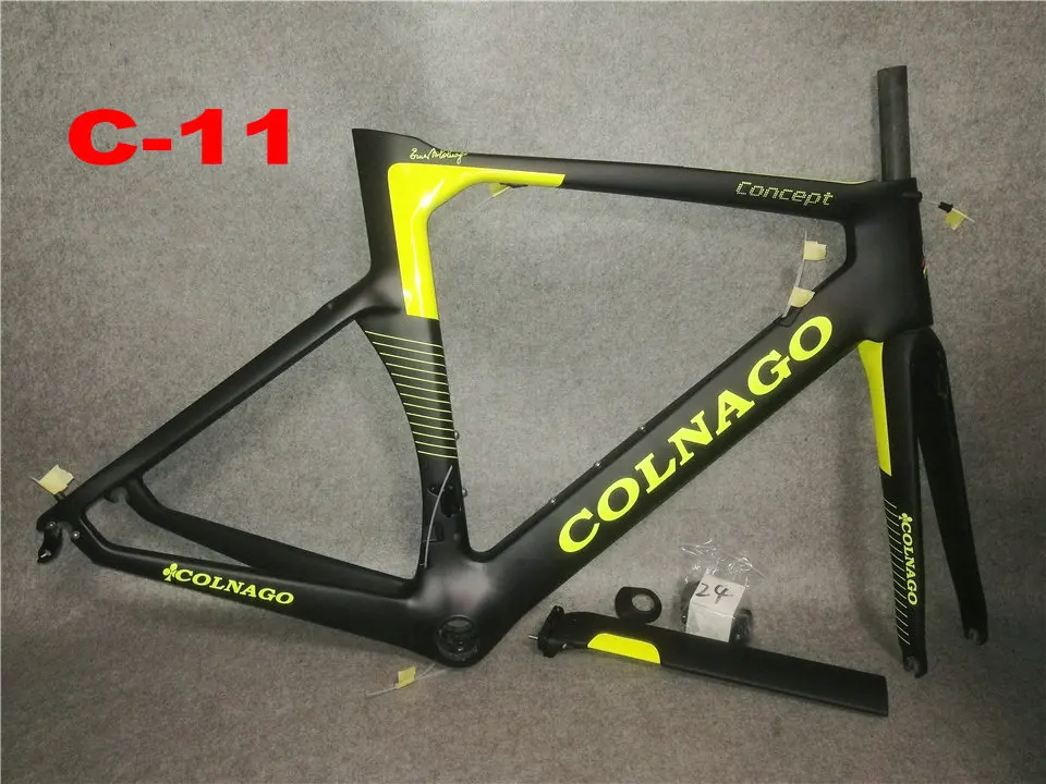 Желтый Colnago концепция карбоновая рама+ BOB Colnago руль белый набор углеродных дорожных Рам BB386