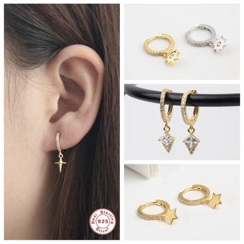 

CANNER 925 Sterling Silver Personalized Piercing Stud Earrings for Couples Lovers' Valentine's Day Bling Crystal CZ Fine Jewelry