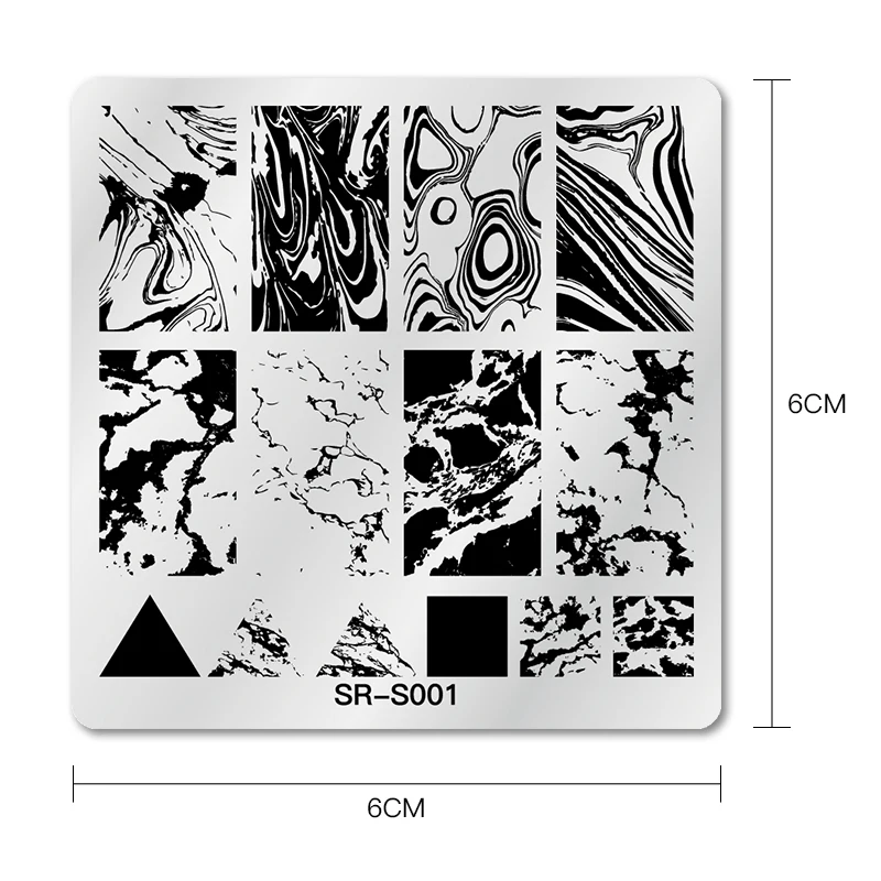 Квадратные пластины для стемпинга ногтей с изображением лилии чернила мраморной