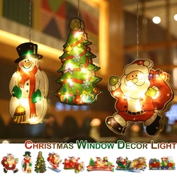 Christmas Snowman Santa Claus Window Hanging Light Battery Operation LED Suction Cup Lamp Xmas Store Window Decorative Lamp Xmas