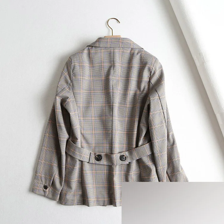 

WB42 WOMEN'S Dress Autumn New Style Retro Korean-style Loose-Fit Commuting Casual Plaid One-Button Suit Jacket