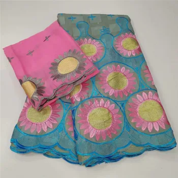 

5+2 Elegant Embroidery African Cotton Lace Fabric +2Y Swiss Voile Lace Cloth YCV85