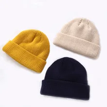 Вязаные шапки бини для женщин и девочек, однотонные, белые, черные, красные, зеленые, в стиле хип-хоп, повседневные, весенне-осенние, стильные