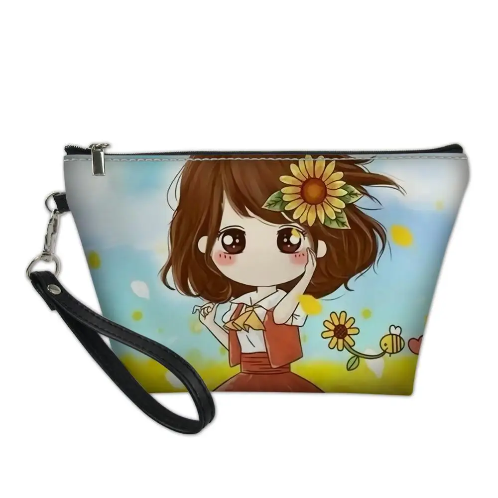 

Little Doll Girl Print Cosmetic Bag for Woman Lady Toilette Bag Girls PU Leather Makeup Bag Bolsos Mujer