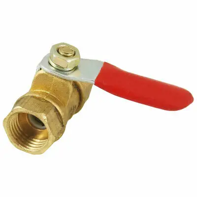 Brass Tone 1/4" Threaded Female Pumping Red Lever Handle Ball Valve |