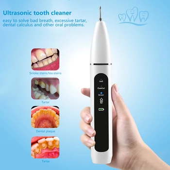 

Electric Ultrasonic Dental Scaler Tooth Calculus Remover Smoke Stains Tartar Plaque Cleaner Teeth Clean Tool White Portable