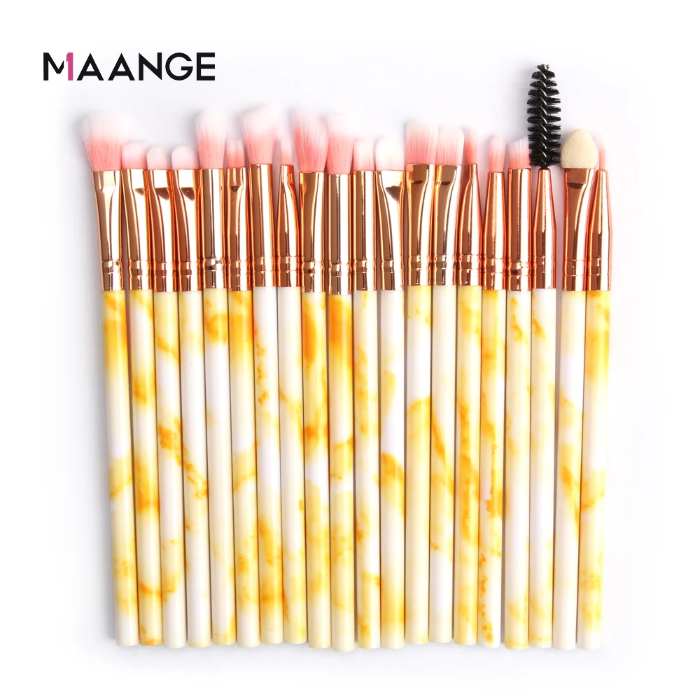 20Pcs-Yellow MAANGE 20 шт./компл. многофункциональные кисти для макияжа мрамор блендер глаз тени для век, подводка для глаз консилер, для губ щетка мини-кистей для макияжа инструмент - Handle Color: 20Pcs-Yellow