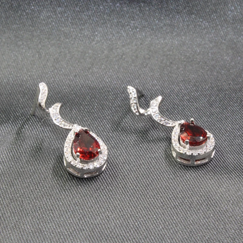 Женские серьги подвески из серебра 925 пробы с натуральным гранатом|drop earrings|earrings