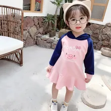 WLG/милые платья для девочек детское осеннее платье в стиле пэчворк с принтом свинки белого и розового цвета повседневная одежда для маленьких девочек для детей от 1 до 6 лет