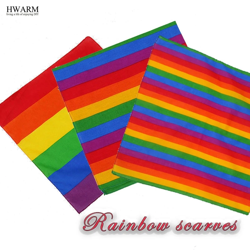 10pcs Colorful Striped Rainbow Square Towel Wrist Accessories Cotton Holiday Headdress Party Favors Parade Cosplay Decoration sports towel microfiber towel