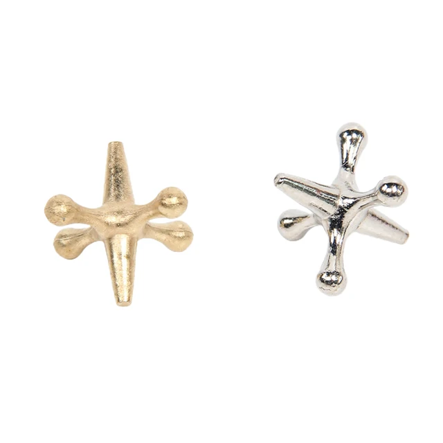 NEW Metal Play Jacks Game w/ Ball Set 10X Gold Silver Metal Jacks Metallic Jacks and Bouncy Ball Set Game Prizes Party 5