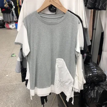 

2020 Summer New T Shirts Women Europe Wild Cotton Fashion Casual Ladies T Shirts Pocket Short-Sleeve Fashion Tops Female