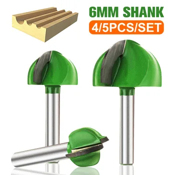 

5/4 pcs Set Milling Cutter Router Bit Set 6mm Shank Ball End Mill Cove Milling Bit Core for Woodworking Trimming Carving Cutting