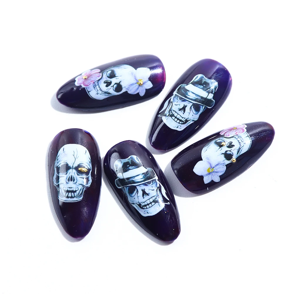 Skull Bone Vampire Pattern Nail Tattoos