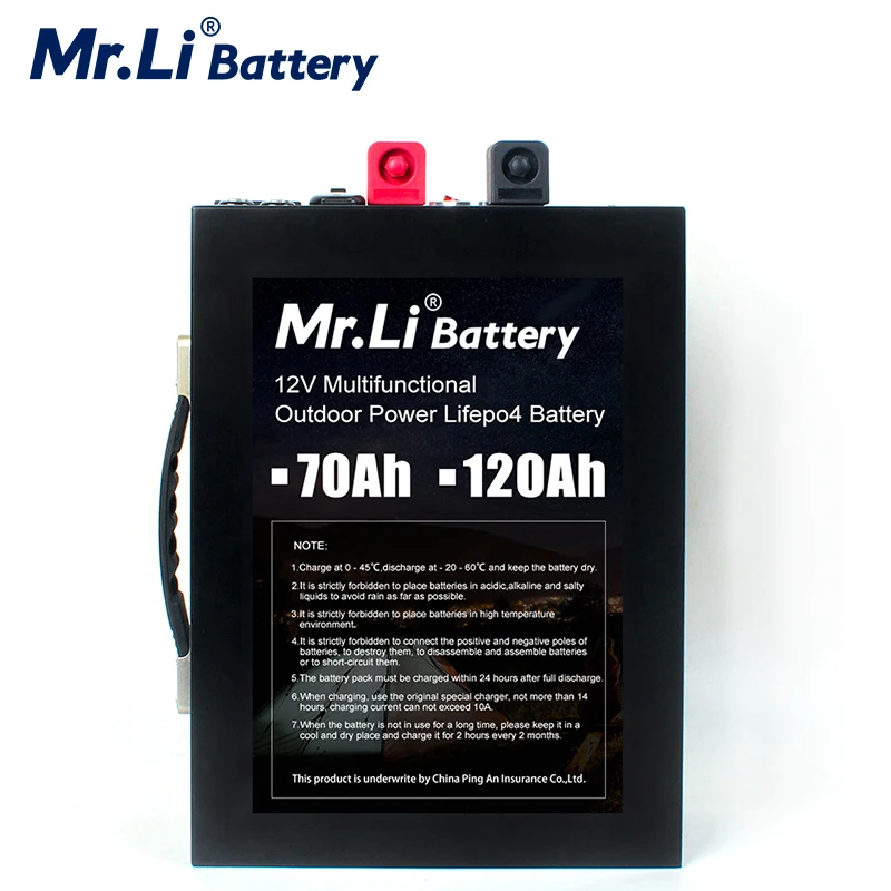 Mr.Li 12V 70Ah LiFePo4 порт аккумулятора способный Открытый аварийный источник питания с