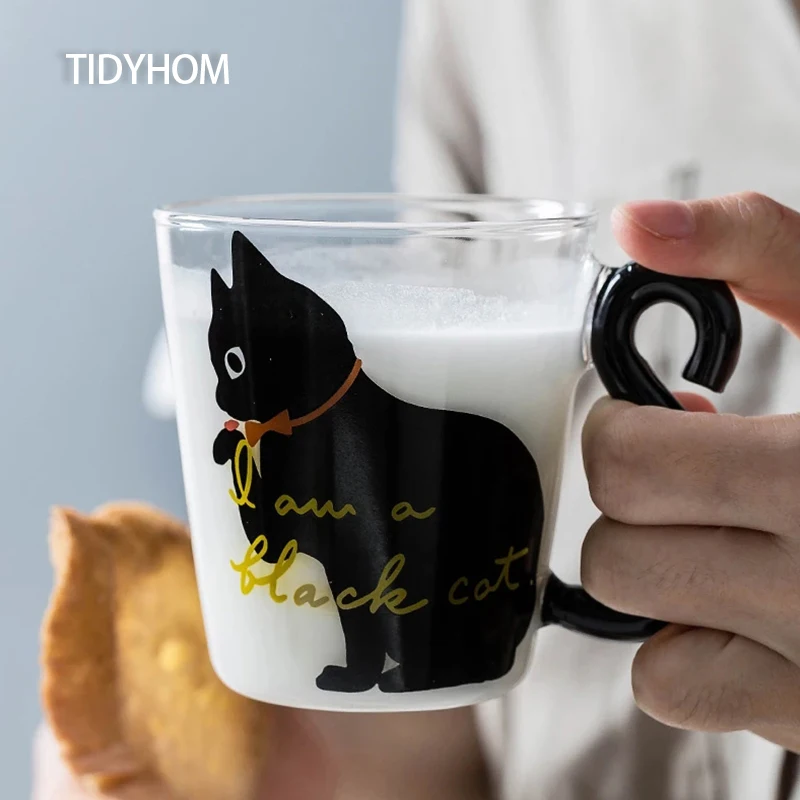 

Cute Creative Cat Milk Lemon Tea Water Glass Tumbler Mug Coffee Cups Drinkware Fruit Juice Cartoon Kitty Home Office Tazas