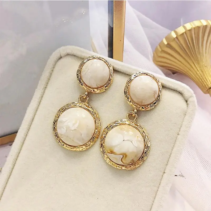 New Fashion Round Geometric Earrings Retro Style Simple Unique And Versatile Women Drop Jewelry | Украшения и аксессуары