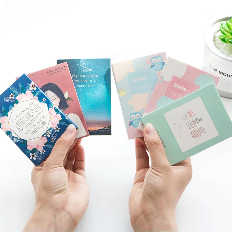 

50 Sheets/Pack Oil Control Film Makeup Facial Face Clean Oil Absorbing Blotting Papers Random Pattern