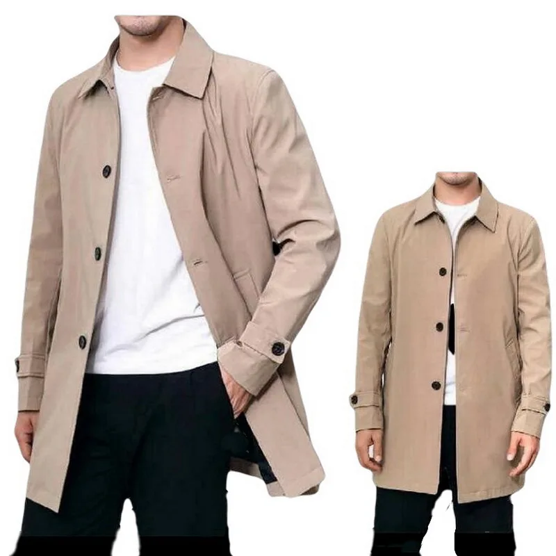 Gabardina informal para hombre, gabardina de marca de moda, abrigo de negocios, prendas de vestir exteriores, talla asiática, primavera y otoño