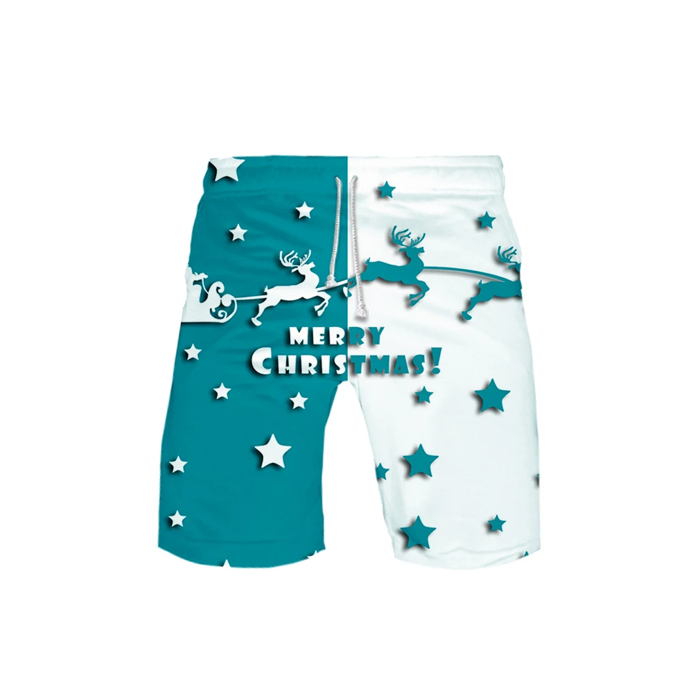 

New 3D Merry Christmas Swimwear Swim Shorts Trunks Beach Board Mens Personality Casual All-match Running Sports Harajuku Shorts