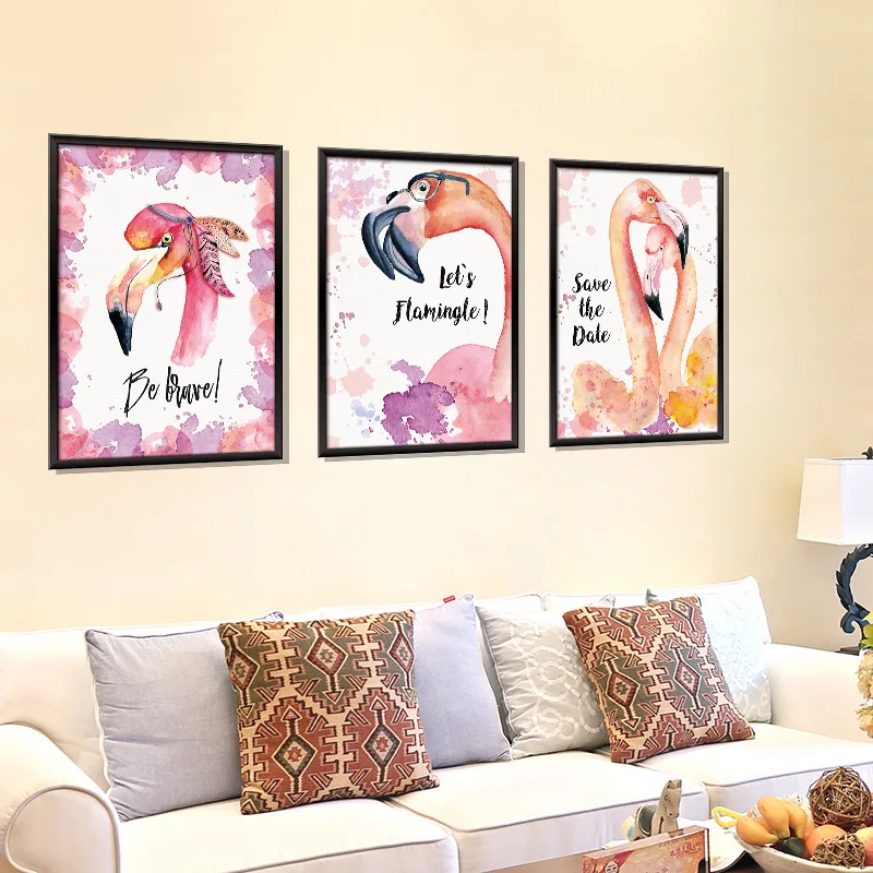 Creative Northern European-Style 3D Three-piece Painting Watercolor Fire Wall Stickers Dormitory Background Decoration Removable