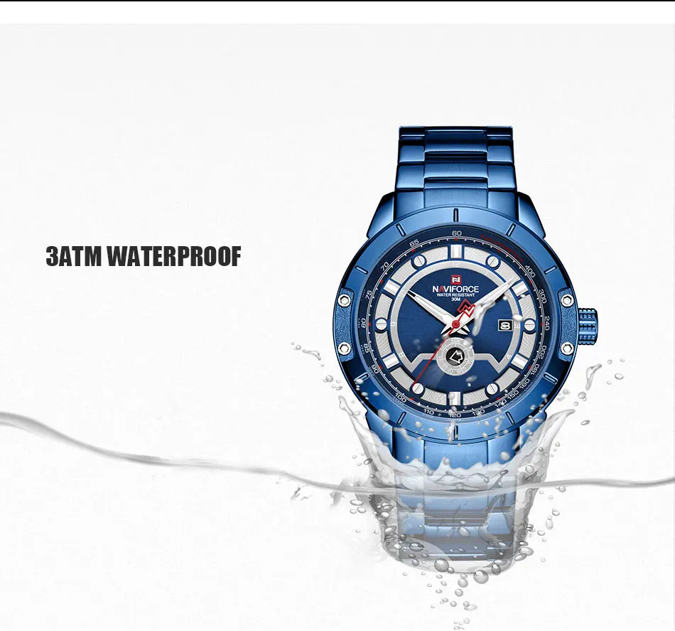 2019 Новинка NAVIFORCE Лидирующий бренд Мужские часы Мужские полностью стальные водонепроницаемые повседневные кварцевые часы с датой мужские