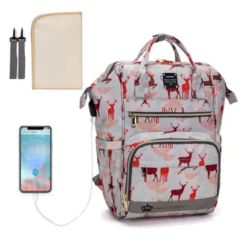 

Lequeen Mommy Diaper Bags animal pattern Travel Nappy Bags Mother Backpacks updated Large Capacity Maternity USB Bags LPB29