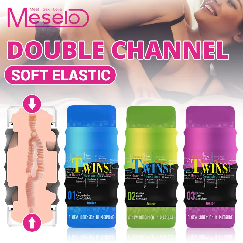 Tanie Meselo podwójny kanał męski Masturbator Anal Vagina z prawdziwą pochwą Masturbator dla człowieka gejów zabawki erotyczne dla mężczyzn Masturbatings