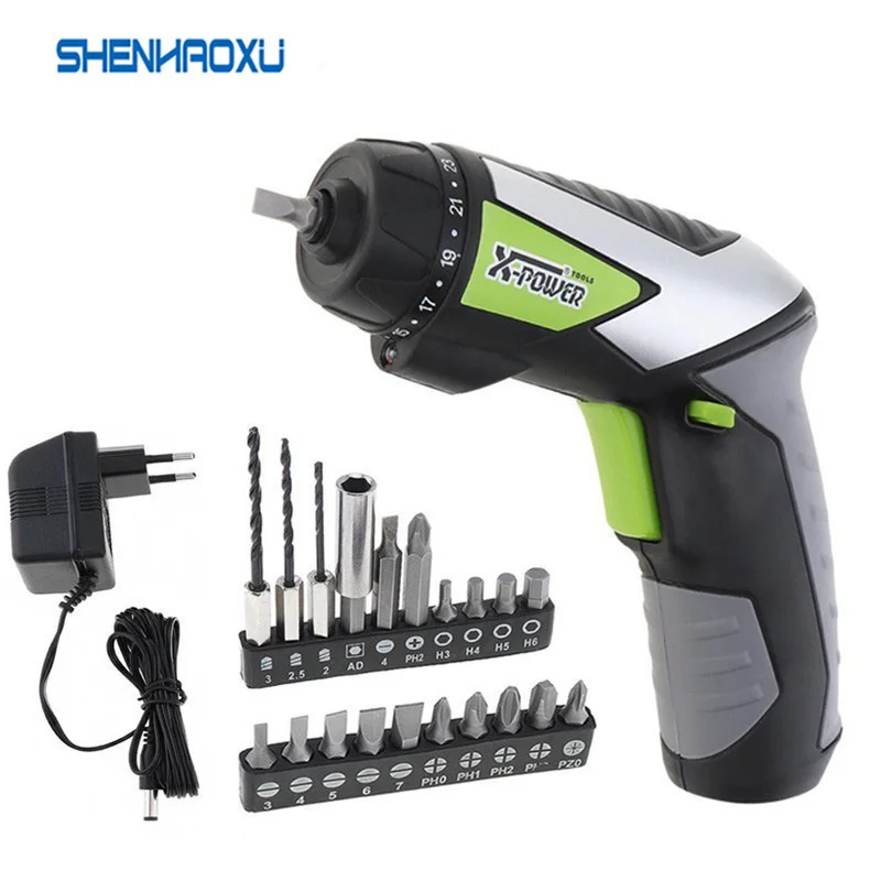 4.8V Cordless Electric Screwdriver Mini Electric Drill Home Set EU Plug Multi-Function Portable LED working light with 20 PCS hi spec 81pc complete hand tool sets 18v electric screwdriver drill driver workshop tool kit for home with drill bits tool box