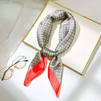 

2020 New Dot Silk Scarf Polka Curling Small Square Korean Sweet Twill Silk women head scarf hair band tie