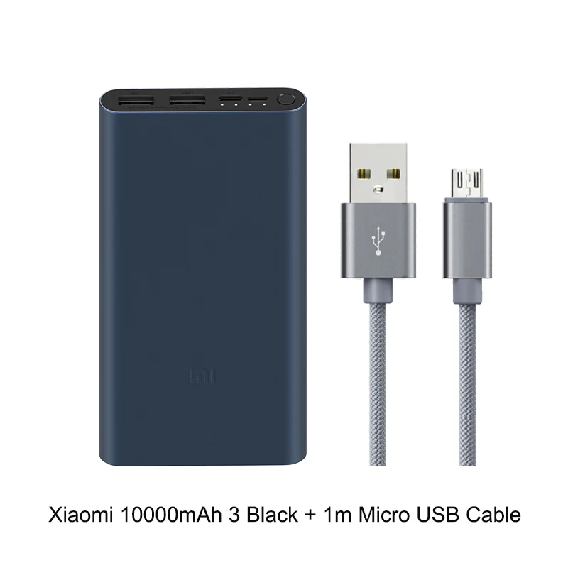BL n Micro USB Cable Xiaomi Power Bank 10000 мАч 2i Быстрая Зарядка Powerbank Внешний Аккумулятор Тонкий 2-го Поколения Для iPhone Xiaomi Samsung LG HTC - Цвет: BL n Micro USB Cable