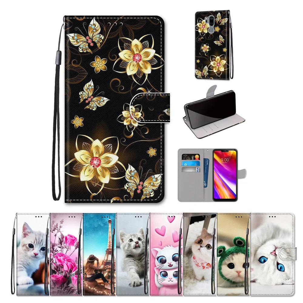 Чехол ThinQ из искусственной кожи для LG G7 ThinQ G8 ThinQ G7 Plus, чехол с цветочным рисунком для LG Q60 K50 K12 Prime Capa
