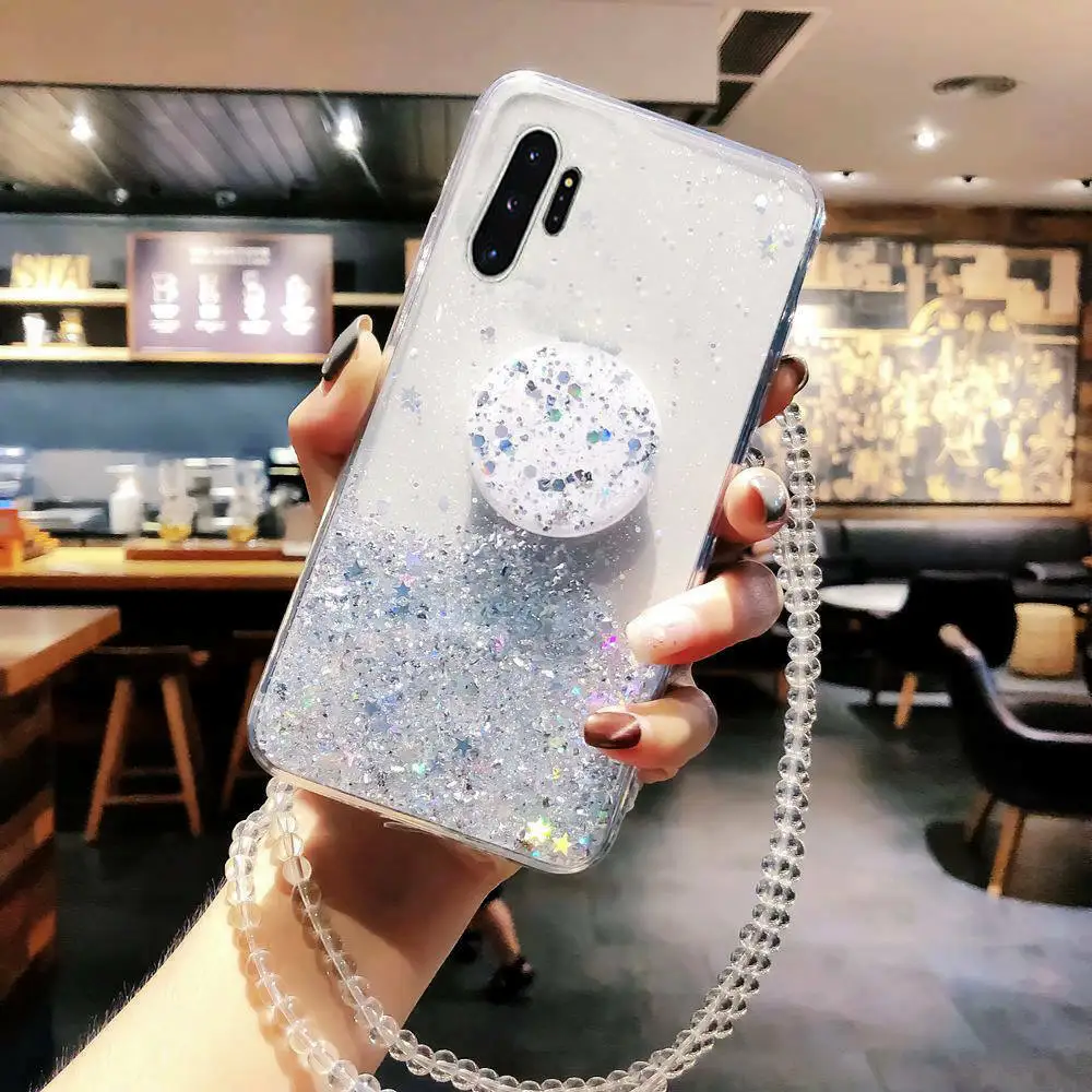Блестящий чехол с подставкой для Samsung Galaxy S10 Plus S20 A50 A10 A20 A30 A40 A70 Note 10 9 8 S9 Plus|Бамперы|