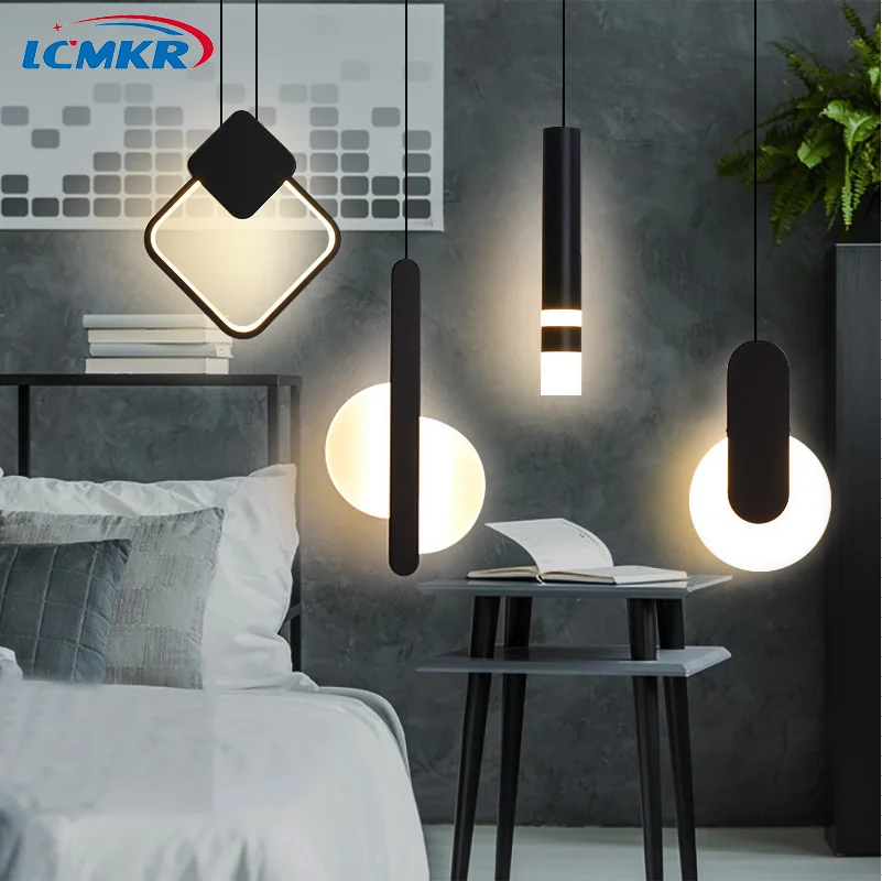 

Nordic Led Pendant Lights For Living Room Bedroom Bedside Bar Wall Decor Lighting Geometry Hanging Lamps Ceiling Chandelier