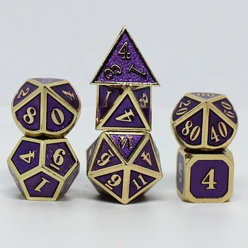

purple rpg dice dungeons and dragons table games sales promotion polyhedral metal dices Zinc alloy Numerical combination dice