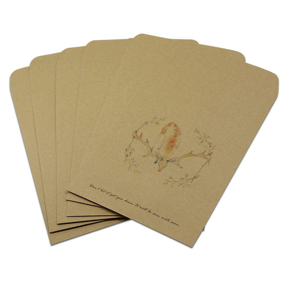  Retro Kraft Paper Envelope Bag Small Deer Wedding Invitation Greeting Card Photo Package Box Letter - 4000526113529
